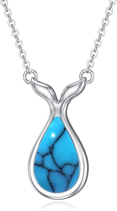Genuine Turquoise Hexagon/Star/Rectangle/Teardrop/Heart/Triangle/Circle Necklaces for Women 925 Sterling Silver Long Boho Pendant Western Jewelry Gifts for Women Girls