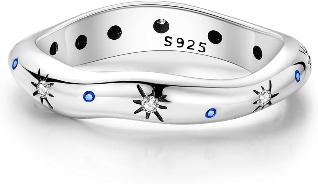 Hapour 925 Sterling Silver Ring for Women,Eternity Gorgeous Rings Stackable Rings for Women as Gifts Ring Size 4-10