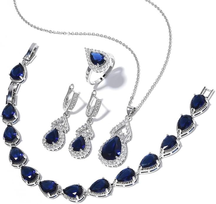 Classic Jewelry Set—Perfect for Weddings, Galas, and Everyday Wear—Includes Bracelet, Ring, Pendant Earrings, and Necklace ，Birthday Gift for Mother/Wife/Sister/Best Friend
