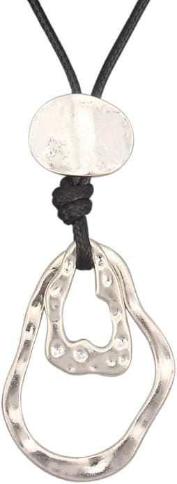 Boho Leather Necklace Women Bohemian Brown Circle Pendant Necklace Choker Long Necklaces for Women Boho Ring Large Pendant