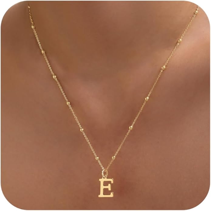 Valentines Gifts for Her Women - Initial Necklaces for Women Dainty 14k Gold Plated A-Z Letter Pendant Name Necklaces Cute Charm Choker Fashion Accessories Non Tarnish Trendy Jewelry Gift
