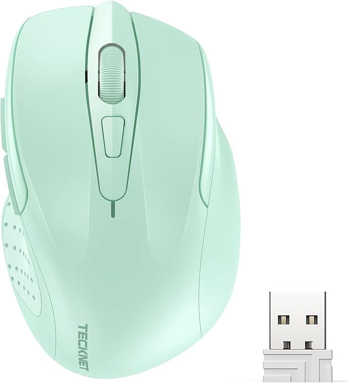 TECKNET Wireless Mouse, 2.4G Ergonomic Optical Mouse, Computer Mouse for Laptop, PC, Computer, Chromebook, Notebook, 6 Buttons, 24 Months Battery Life, 4000 DPI, 6 Adjustment Levels
