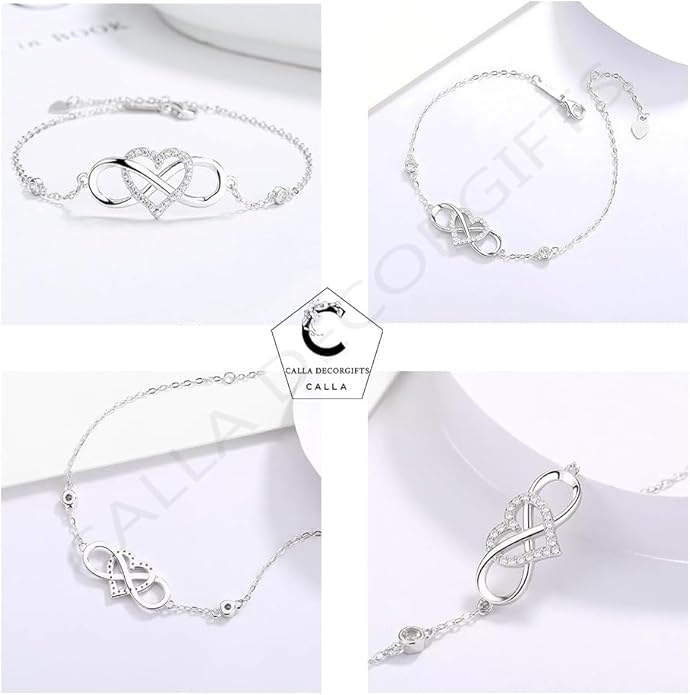 To My Granddaughter - Infinity Heart Bracelet Gift with Meaningful Card, Granddaughter Gifts from Grandma & Grandpa, Elegant Silver Jewelry for Birthday, Graduation, Christmas.