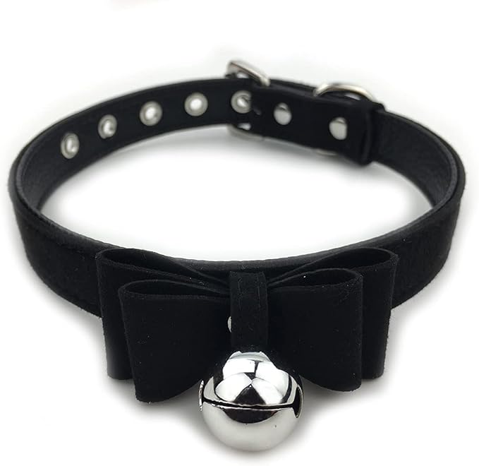 Destiny Love Bell Padlock Choker Collar Necklace Lolita Bow Collar Cat Kitty Velvet Necklace with Heart Lock and Key with Box for Women and Men
