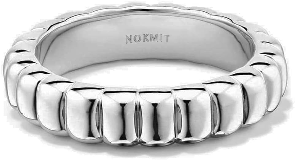 NOKMIT 14K Gold Filled Chunky Statement Rings for Women Cute Puffy Dome Croissant Thumb Band Non Tarnish Comfort Fit Size 5-10