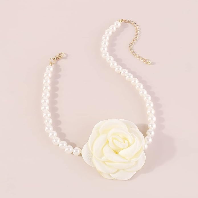 Flower Choker Necklaces for Women Vintage Baroque Floral Rose Collar Necklace Adjustable Bridal Party Prom Jewelry