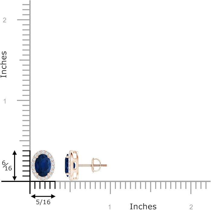 ANGARA Natural Blue Sapphire Earrings for Women | Prong-Set Oval Blue Sapphire Stud Earrings with Diamond Halo in 14K Solid Gold/Platinum | September Birthday, Anniversary, Gemstone Jewellery Gift