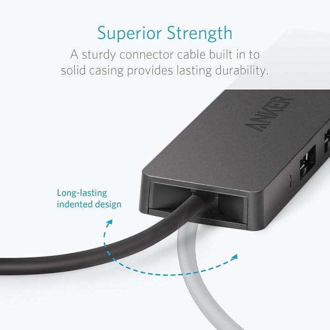 Anker 4-Port USB 3.0 Hub, Ultra-Slim Data USB Hub with 2 ft Extended Cable [Charging Not Supported], for MacBook, Mac Pro, Mac mini, iMac, Surface Pro, XPS, PC, Flash Drive, Mobile HDD