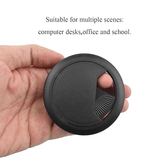 HAHIYO 2Pcs 2.4Inch/60mm Black ABS Plastic Sector-Shaped Desk Grommet Wire Grommet Cable Management Cord Hole Cover Desk Wire Hole Insert Wire Organizer for Computer Office Home Equipment System