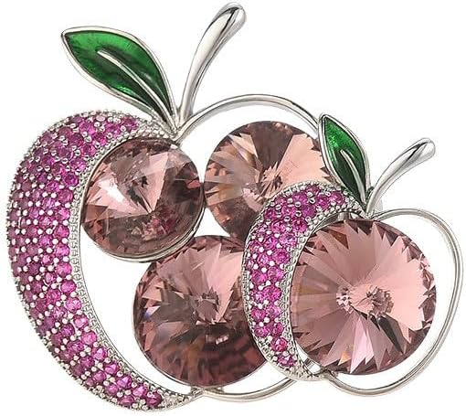 Fruit Brooch Austrian Crystal Rhinestone Brooch 18K Gold Plated Birthstone Lapel Pin Jewelry Birthday Gifts for Women Men