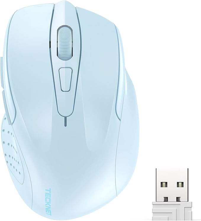 TECKNET Wireless Mouse, 2.4G Ergonomic Optical Mouse, Computer Mouse for Laptop, PC, Computer, Chromebook, Notebook, 6 Buttons, 24 Months Battery Life, 4000 DPI, 6 Adjustment Levels