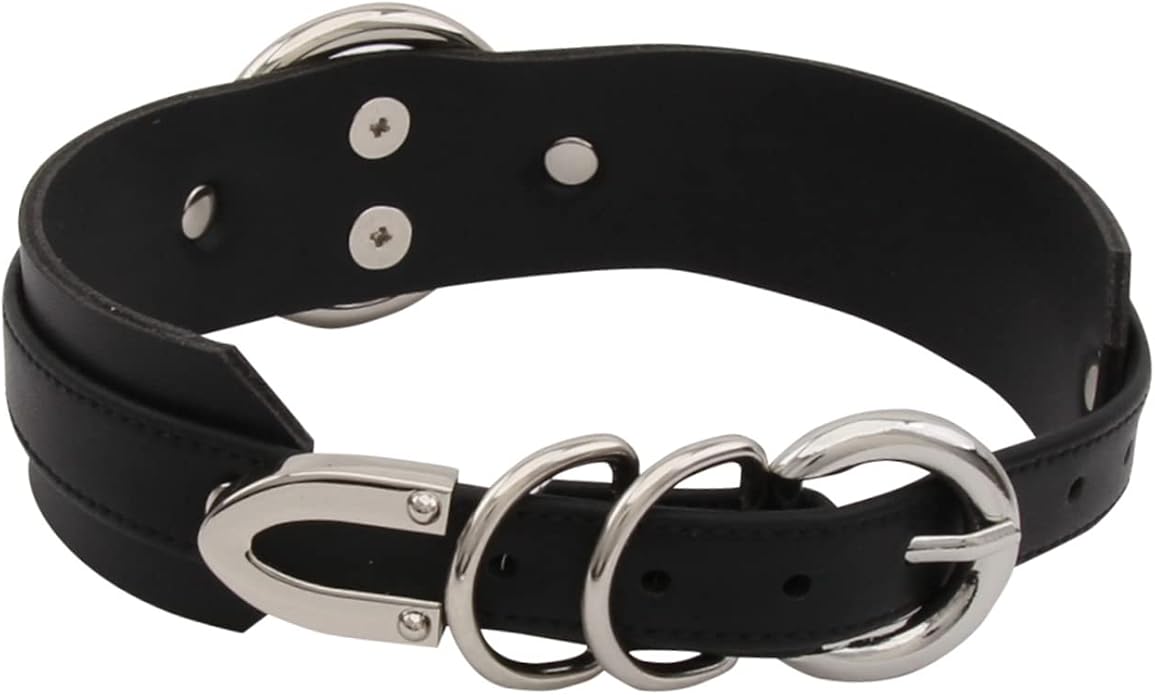 Lookook Fashion O-Ring Faux Leather Choker Necklaces Collar For Womens