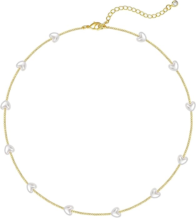 Zeffy Dainty Gold Heart Necklace for Women Trendy 14K Gold/Silver Plate Cute Heart Pendant Choker Necklaces Gold Love Heart Chain Necklace for Women Dainty Gold Jewelry Gifts for Women