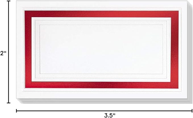PaperDirect White Cover Stock Place Cards with Red Foil Border, 200-Pack