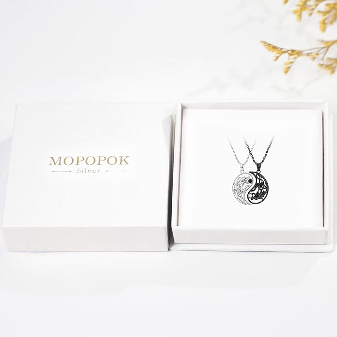 Couple Necklace S925 Sterling Silver for Women Men Mother and Daughter Matching Necklace Jewelry Gifts Birthday Valentine's Day Christmas Thanksgiving