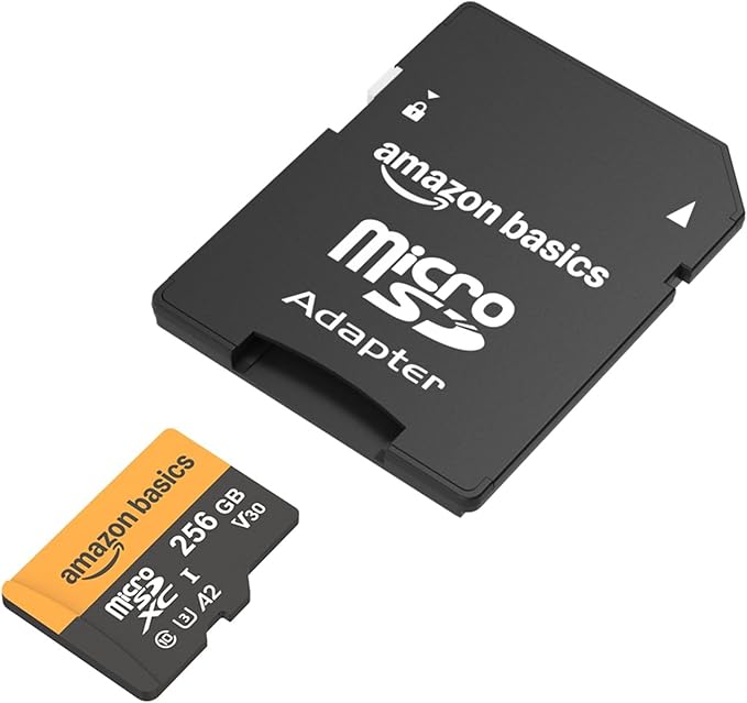 Amazon Basics 256GB microSDXC Card with Adapter, Read Speed Up to 200MB/s, 1-Pack