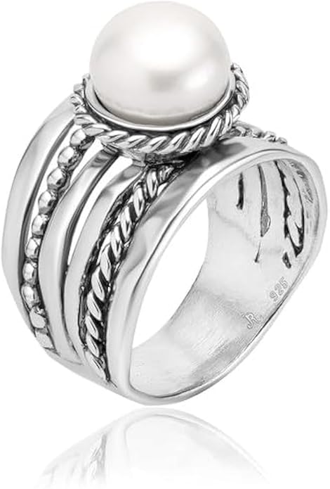 925 Sterling Silver Pearl Beaded Rope Ring by Jean Rachel