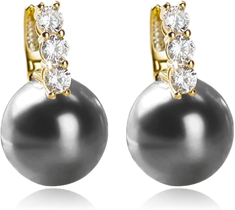Pearl Earrings for Women 14K Gold Plated Hypoallergenic Pearl Earrings 5A Cubic Zirconia Dangle Earrings Elegant Jewelry