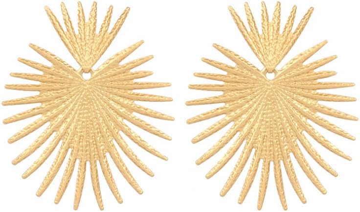 Gold Star Celestial Metal Star Geometric Statement Flower Earrings
