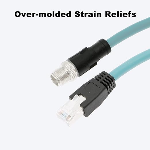 Alvin's Cables M12 8 Pin Male to RJ45 Shielded Ethernet Cable M12 X Coded 8 Position Cat6a Cable for Cognex Industrial Camera 20M/65.6ft
