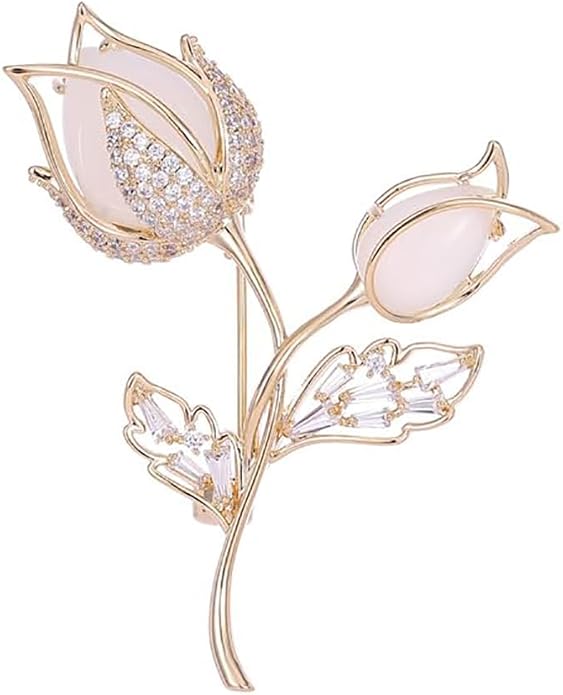 14K Gold Rose Flower Brooch - Elegant Floral Design Scarf Buckle, Graceful Pin for Special Occasions, Ideal Gift for Her, Craft Enthusiast Jewelry Accessory