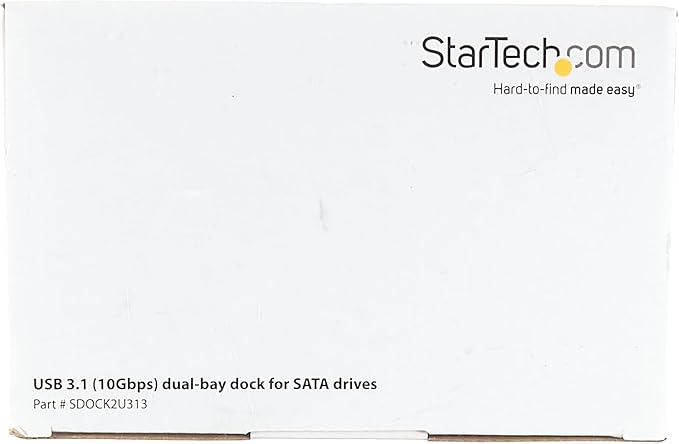 StarTech.com Dual-Bay USB 3.1 to SATA Hard Drive Docking Station, USB 3.1 (10 Gbps), External 2.5/3.5" SATA I/II/III, SSD/HDD Docking Station, Hot-Swap Hard Drive Bay, Top-Loading (SDOCK2U313)