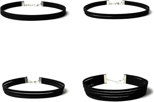 Gothic Black Velvet Choker Set for Womens Vintage Gothic Lace Vampire Choker Necklace Adjustable Layered Lace Chokers Halloween Jewelry