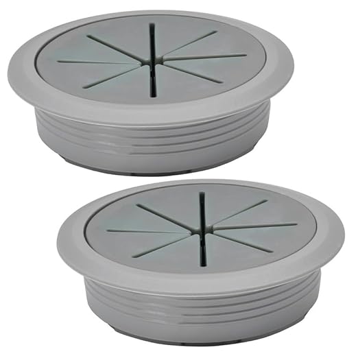 2 Pcs Desk Grommet 3-1/8" / 80 mm, Desk Hole Cover for Cables Dark Grey, Cable Grommet ABS Plastic, Desk Hole Grommet for Home & Office Pc, Detachable Cable Cord Organizer