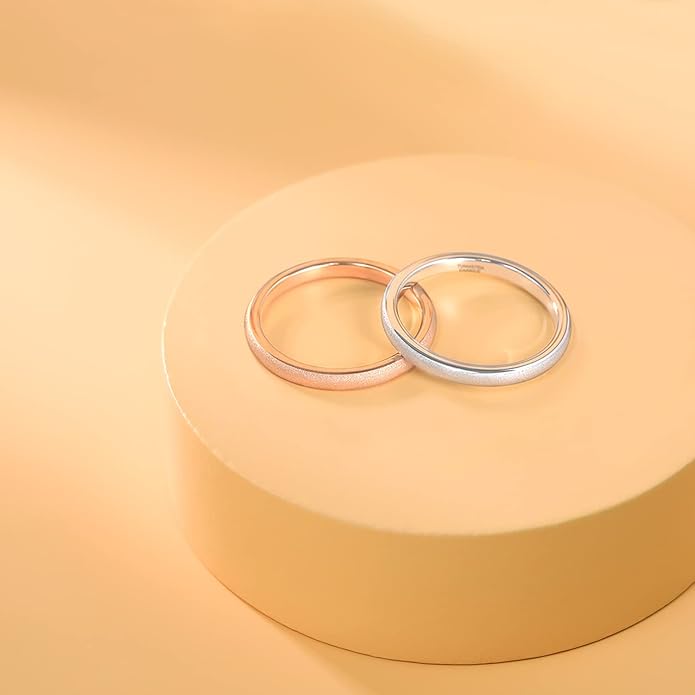 Greenpod 2mm 4mm 6mm Tungsten Wedding Bands Ring for Women Men Rose Gold Plated/Silver/24K Gold Plated/Black Polished Slim Engagement Promise Rings Comfort Fit Size 4-13