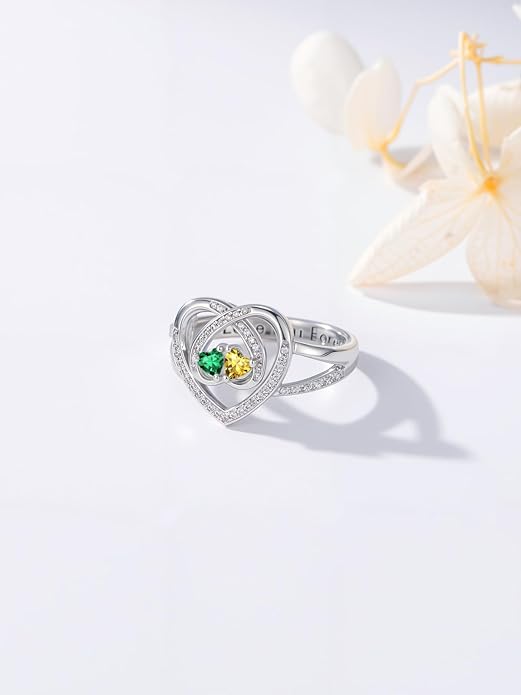 Valentine's Day Gifts for Women Birthstone Rings for Women Heart Statemet Engagement Eternity Wedding Promise Rings Jewelry Anniversary Christmas Valentine Mothers Day Birthday Gifts for Wife Her Girlfriend