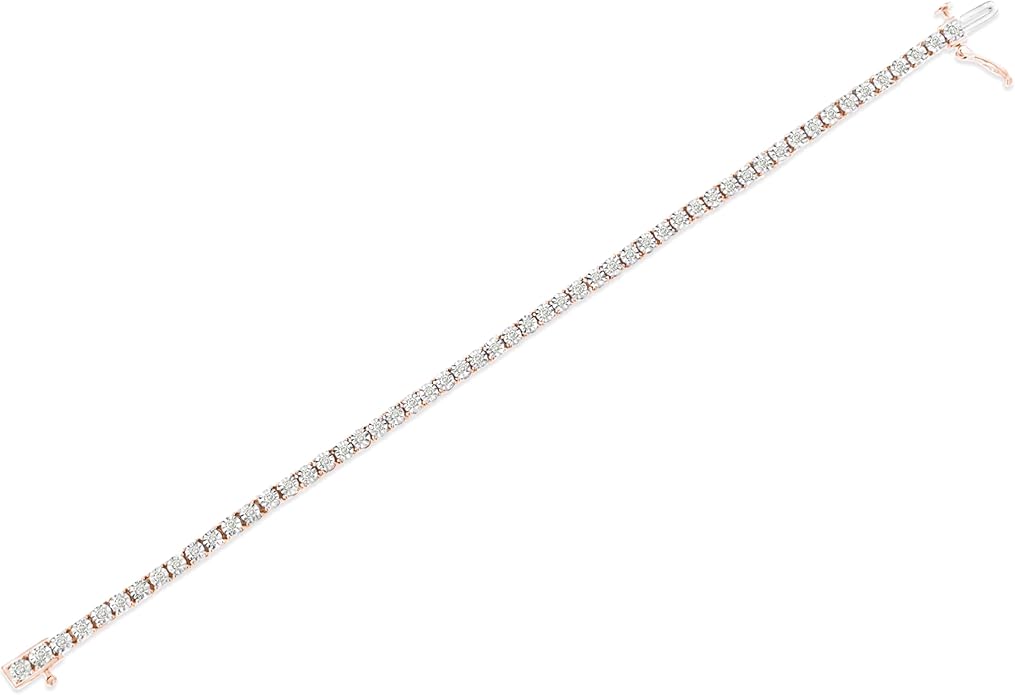 Original Classics 1.0 Cttw Miracle Set White Diamond Round Faceted Bezel Tennis Bracelet (I-J Color, I3 Clarity) - Choice of Metal Color and Size