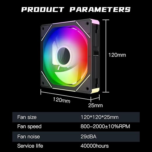Jungle Leopard Interstellar V1 120mm PC Reverse Blade Case Fan, Infinity Mirror Module Daisy-Chain 5V ARGB PWM PC Fan Triple Pack Suitable for Computer Case & CPU Cooling(Black-3 Pack)