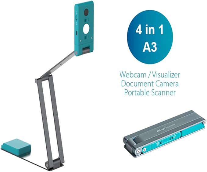 IRIScan Visualizer Webcam Document Camera v7:4K UltraHD-13MP,4in1,visualizer,Scanner A3,Portable Scanner,Web Conferencing,Distance Learning,Remote Teaching,AI Micro,Led,USB,WinMac (4K-13MP)