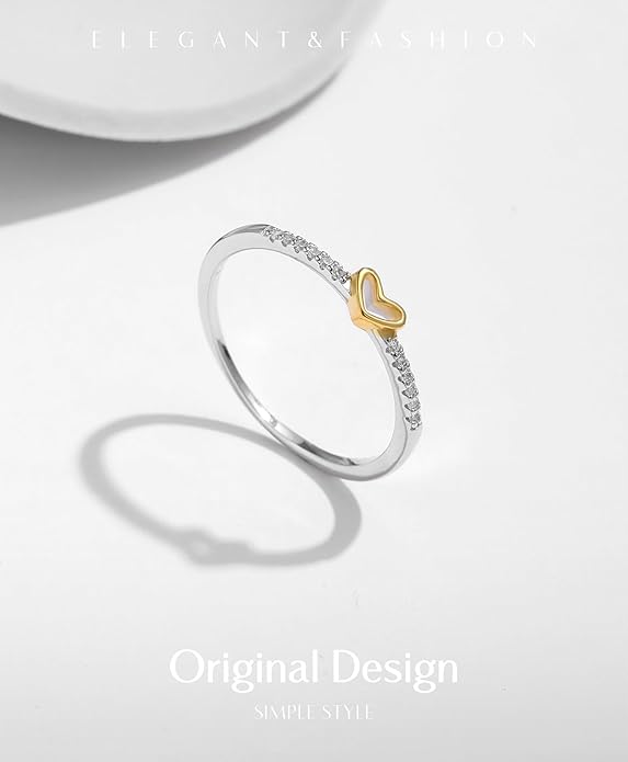 S925 Sterling Silver Infinity & Heart Pavé Ring for Women – Minimalist Twist Design, Everyday Stackable CZ Band, Casual Chic Jewelry