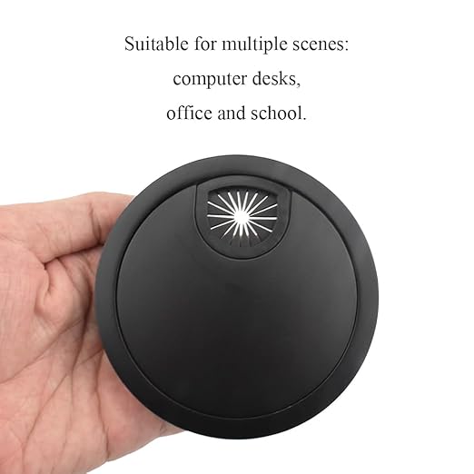 HAHIYO 1Pcs 3.15Inch/80mm Black Zinc Alloy Desk Grommet Wire Grommet Cable Management Cord Hole Cover Desk Wire Hole Insert Wire Organizer for Computer Office Home School Equipment Systems