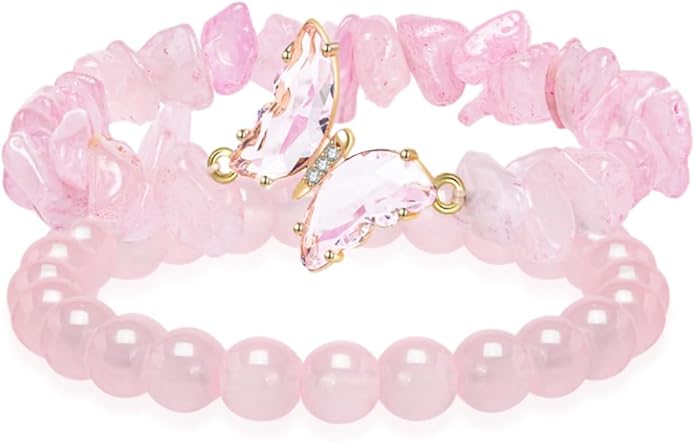 Artlunar Purple Butterfly Healing Bracelet, Gift Charm Jewelry with Beaded Bracelet for Women