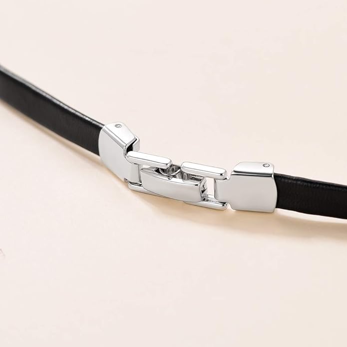 Custom4U Personalized Black Leather Choker Necklace with Picture/Name/Initials/Letters Charm,Custom Made Adjustable Choker Collar Gothic Punk Necklaces Jewelry Gifts for Women