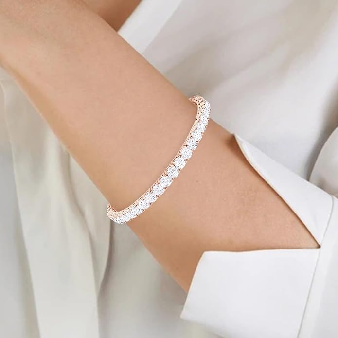 Houston Diamond District 3 to 50 Carat Classic LAB GROWN Diamond Tennis Bracelet 4 Prong Ultra Premium Collection (E-F Color, VS2-SI1 Clarity)