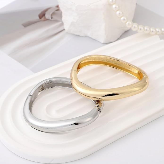 Gold/Silver Cuff Bangle Bracelets For Women Chunky Waterdrop Twisted Hinged Bangle Bracelets Minimalist Arm Cuff Bracelet Jewelry Gifts