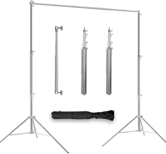 Photo Video Studio Backdrop Stand, 9.19ft Stainless Steel Backdrop Support System Background Stand with Carry Bag for Portrait & Studio Photography