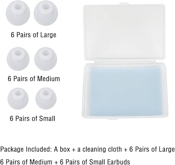 Silicone Ear Tips Replacement Earbud Tips for In-Ear Headphones (Inner Hole 3.8mm-5.5mm) 18 Pairs S M L