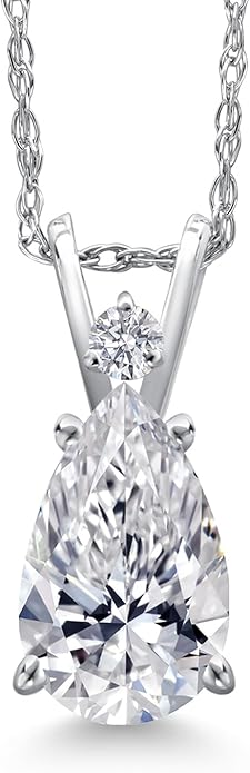 Gem Stone King 0.70 to 3 Carat 14K Gold IGI Certified Pear Shape Lab Grown Diamond Teardrop Pendant Necklace For Women | E-F Color | VS1-VS2 Clarity | With 18 Inch Gold Chain