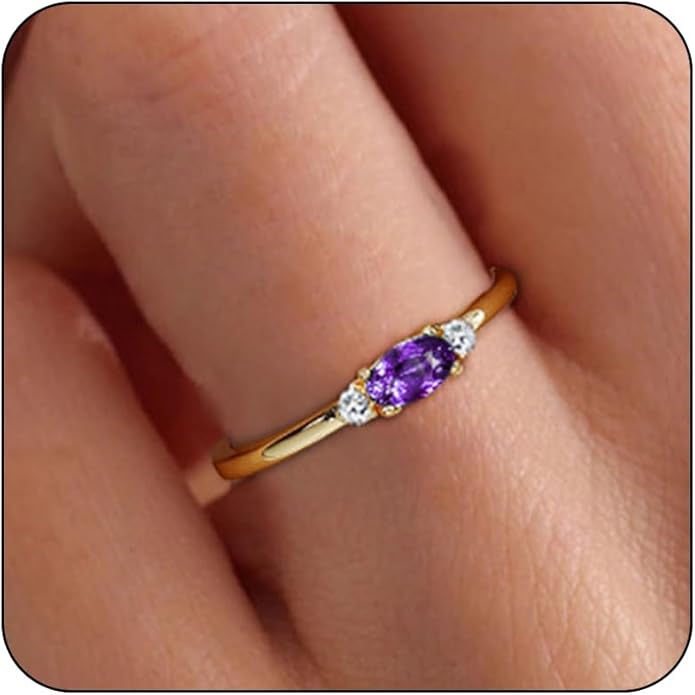 14k Gold Plated Birthstone Rings for Women Dainty Stackable Rings Non Tarnish Thumb CZ Emerald Green Gemstone Ring Cute Jewelry Birthday Valentine Gift for Mother Daughter Band Size 6-11