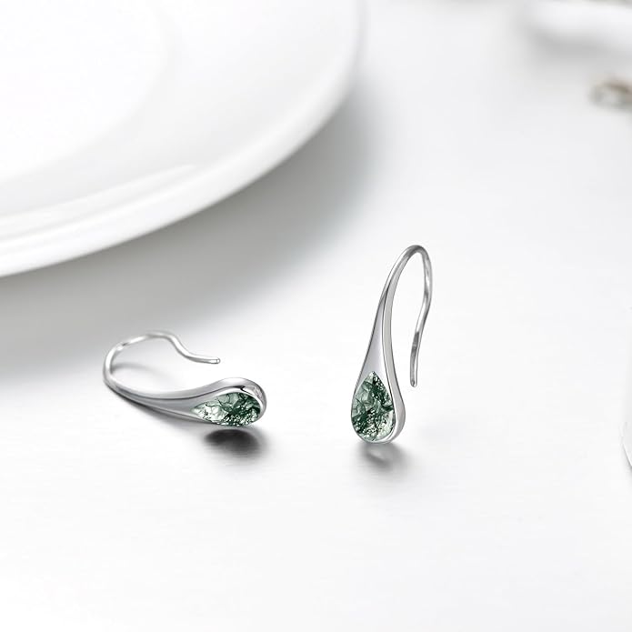 925 Sterling Silver Small Pear-Shaped Modern Style Hook Earrings with Crystals from Austria