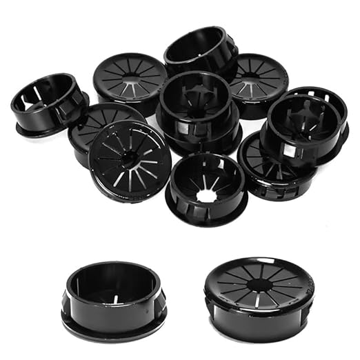 30PCS Cable Grommets, 1-1/8"(28mm) Desk Hole Cover Petal Shaped Buckle Type Nylon Snap Bushing Grommet, Wire Hole Cover Insert for Cables and Cords Management and Protection of Cabinet, Black