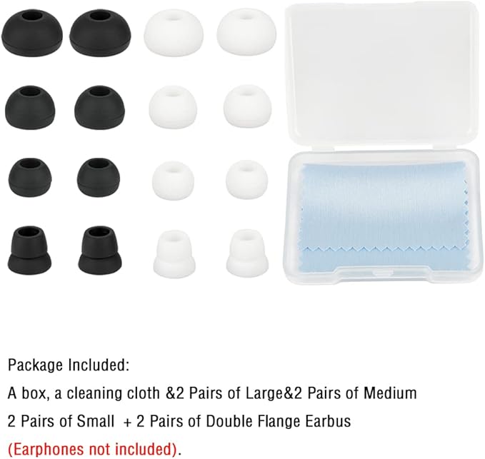 Replacement Earbud Tips Silicone Ear Tips Earbuds Buds Set Compatible with Powerbeats 1/2/3 Wireless Beats by Dre Headphones,8 Pairs Earbud Cap(Black+White)