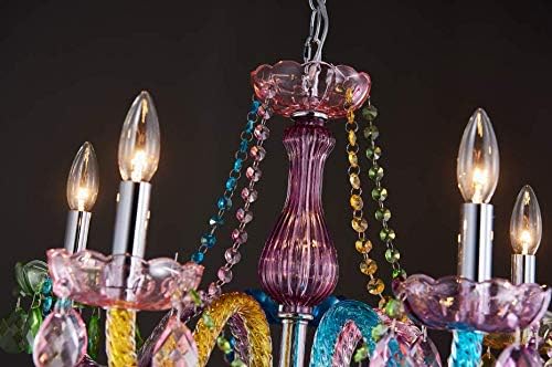 Saint Mossi Modern Colorful K9 Crystal Chandelier with 5 Lights, Contemporary Pendant Ceiling Lighting Fixture for Dining Room,Bedroom,Living Room,H19 x W19 with Adjustable Chain