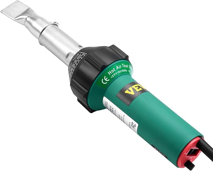 VEVOR Hot Air Plastic Welder, 1600W Hot Air Torch Pistol, 122-1112℉ PVC TPO Vinyl Heat Gun Welding Torch, Plastic Roofing Welding Kit with 14 Accessories- Toolbox, Nozzle, Roller, Blades for PP/PE/PVC