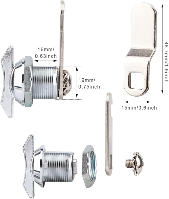Thumb Operated Offset Cam Lock,Replacement Keyless Compartment Latch, Non-Locking Compartment Lock for RV, Camper, Vehicles, Storage Door Cabinet Mailbox Drawer(Color:S: 19 x 16mm)