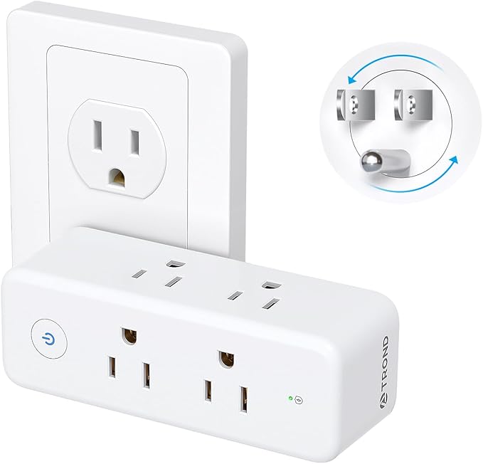 TROND Outlet Extender Surge Protector, 6 AC Outlet Splitter with 360° Rotating Plug, 1440J, 3-Sided Swivel Wall Plug Adapter with Power Switch, Multi Plug Expander for Home Office Travel